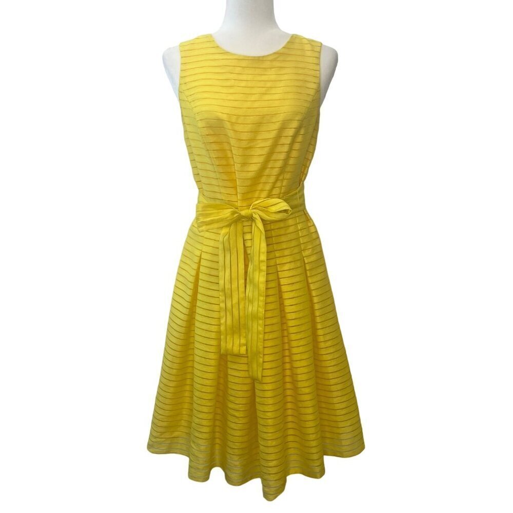 Tommy Hilfiger Yellow Sleeveless belted dress ladies size 4 Fit and Flare
